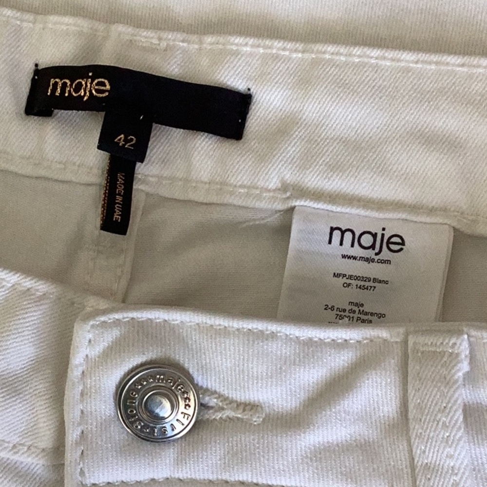 Maje White Denim Jeans high waist wide leg Sz 10 - Picture 9 of 10